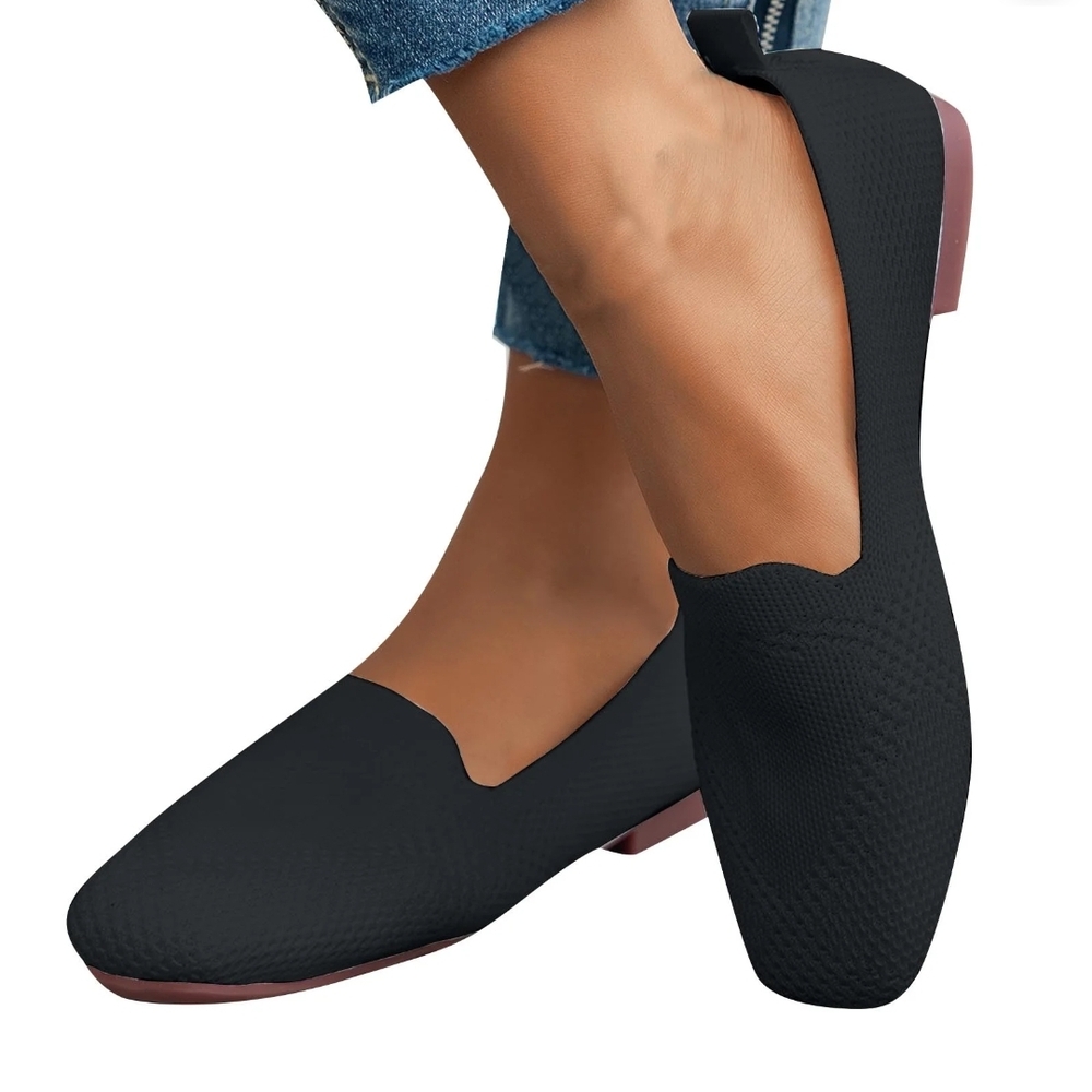 Black Knit Women's Loafers B002